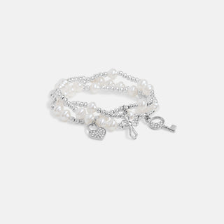 Beverly Charm Bracelet - Silver Pearl