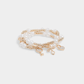 Beverly Charm Bracelet - Gold Pearl