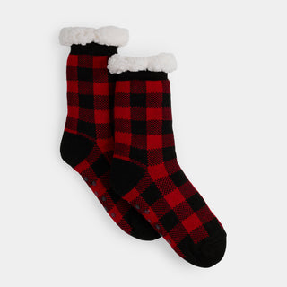 Cozy Cabin Slipper Socks - Buffalo Check