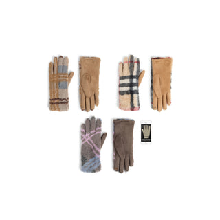 Faux Fur Plaid Touchscreen Gloves - Pack