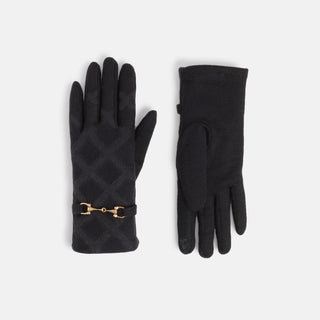 Elegant Checkered Touchscreen Gloves - Black