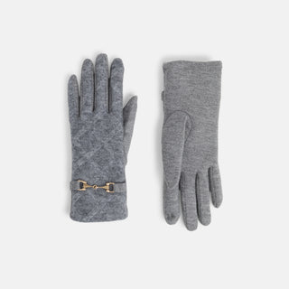 Elegant Checkered Touchscreen Gloves - Grey