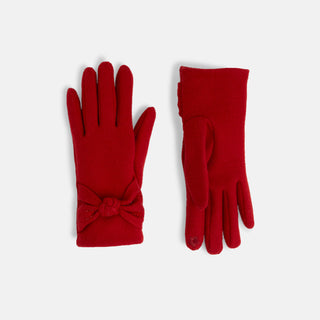 Bow Twist Wrist Touchscreen Gloves - Red
