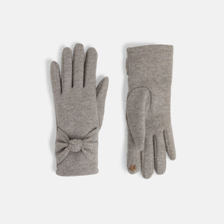 Bow Twist Wrist Touchscreen Gloves - Grey