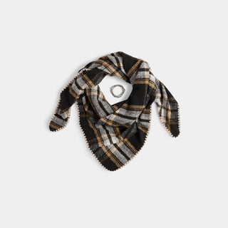 Plaid Triangle Wrap + Bracelet - Black