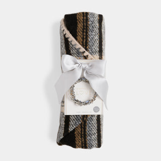 Plaid Triangle Wrap + Bracelet - Black