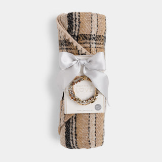 Plaid Triangle Wrap + Bracelet - Tan
