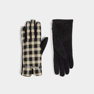 Glitzy Checkered Touchscreen Gloves - Tan Glitz