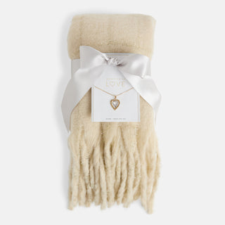 Scarf + Necklace Set - Cream