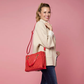 Belle Quilted Tote - Red