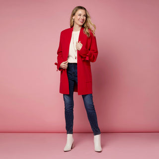 Heavenly-Luxe Bow Sleeve Cardigan with Pockets - Black