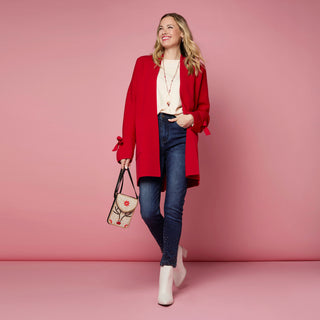 Heavenly-Luxe Bow Sleeve Cardigan with Pockets - Black