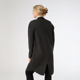 Heavenly-Luxe Long Cardigan with Lattice Back - Charcoal Heather
