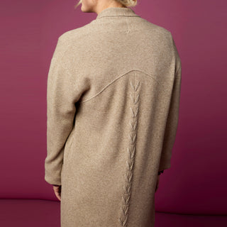 Heavenly-Luxe Long Cardigan with Lattice Back - Charcoal Heather