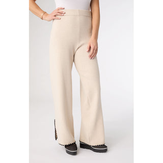 Heavenly-Luxe Contrast Trim Sweater Pant - Oatmeal