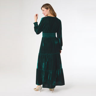 Brigid Velour Dress - Emerald