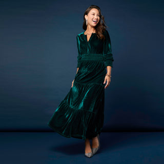 Brigid Velour Dress - Emerald