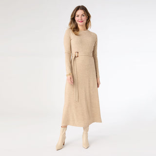 Julane Knit Dress with Belt - Camel