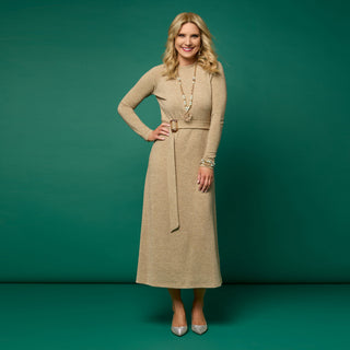 Julane Knit Dress with Belt - Camel
