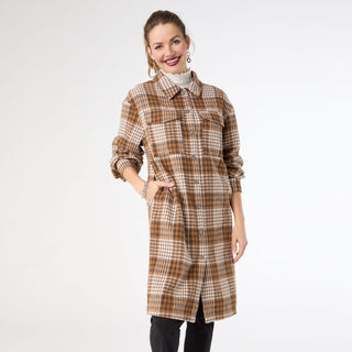 Edith Plaid Shacket - Camel/Cream Plaid
