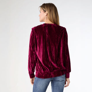 Cordilee Crinkle Velour Top - Wine