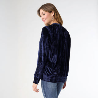 Cordilee Crinkle Velour Top - Navy Blue