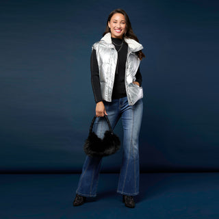 Glinda Metallic Down Vest - Silver