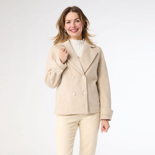 Huntleigh Double Breasted Peacoat - Taupe Heather