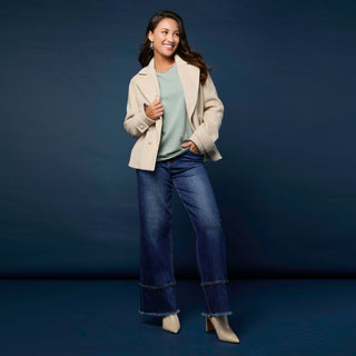 Huntleigh Double Breasted Peacoat - Taupe Heather