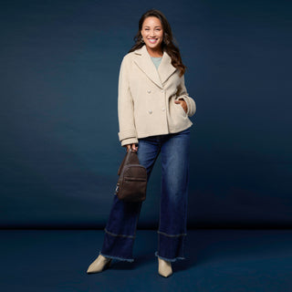 Huntleigh Double Breasted Peacoat - Taupe Heather