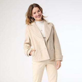 Huntleigh Double Breasted Peacoat - Taupe Heather