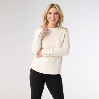 Alexis Super Soft Top with Snap Cuff - Ivory