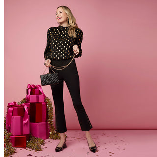 Darina Metallic Dot Blouse - Black/Gold