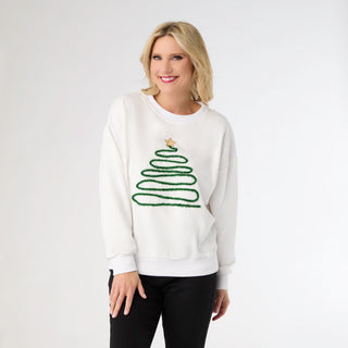 Epiphany Sweatshirt with Tinsel Tree - White