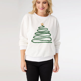 Epiphany Sweatshirt with Tinsel Tree - White