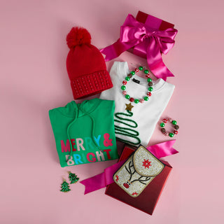 Merry & Bright Hooded Sweatshirt - Bright Green