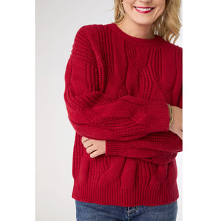 Sascha Chunky Cable Knit Sweater - Red