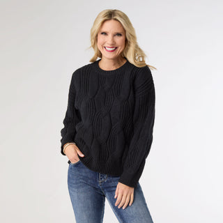 Sascha Chunky Cable Knit Sweater - Black