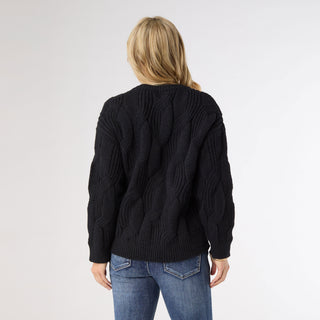 Sascha Chunky Cable Knit Sweater - Black