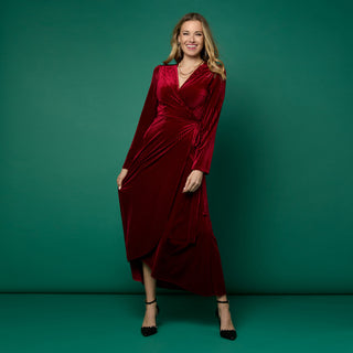 Iva Textured Stripe Velour Wrap Dress - Black