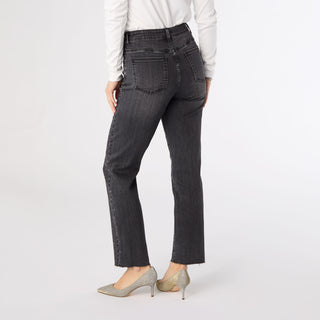 EverStretch Straight Ankle with Front Rhinestones - Black Washed