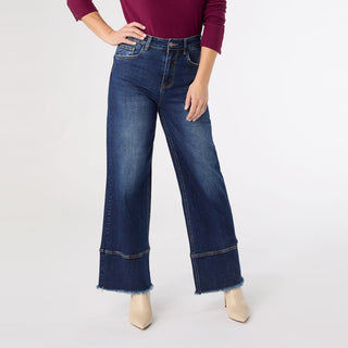 EverStretch Wide Leg with Raw Wide Hem - Indigo Dark Denim