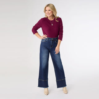 EverStretch Wide Leg with Raw Wide Hem - Indigo Dark Denim