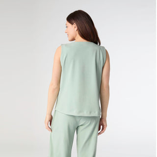 Weekend Brushed Button Shoulder Tank - Seafoam