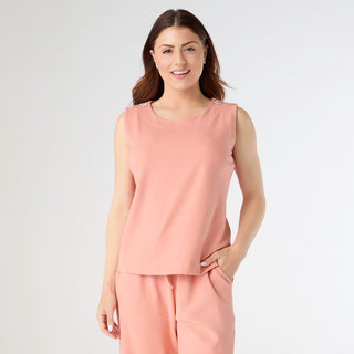 Weekend Brushed Button Shoulder Tank - Coral