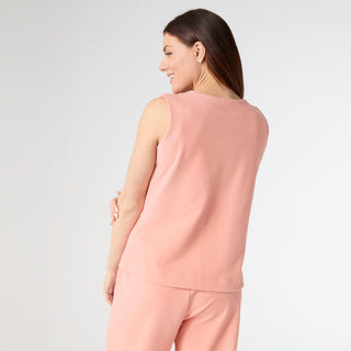 Weekend Brushed Button Shoulder Tank - Coral