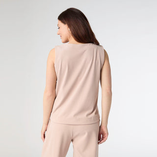 Weekend Brushed Button Shoulder Tank - Tan