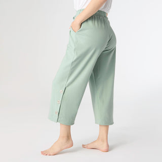 Weekend Brushed Button Crop - Seafoam