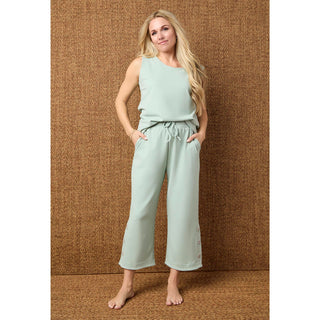 Weekend Brushed Button Crop - Seafoam