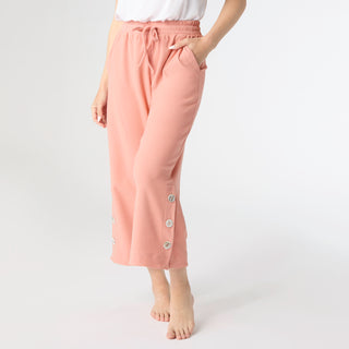 Weekend Brushed Button Crop - Coral